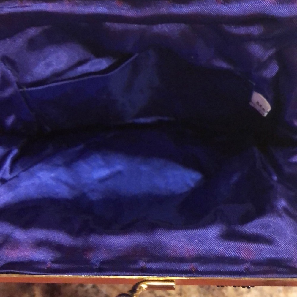 Gold Chain Blue Purple Beaded Pouch Bag - Picture 3 of 8